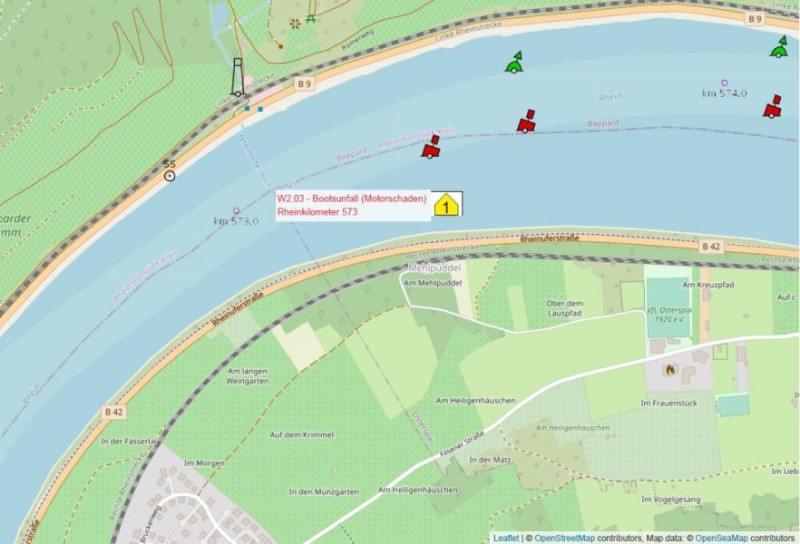 W2.03 Bootsunfall Osterspai (Quelle: DLRG Bad Salzig/Heidinger)
