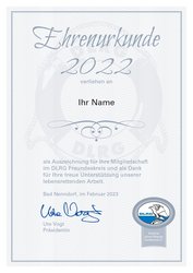 Silber Urkunde für Spenden ab 250 € 